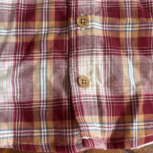 Oshkosh Boys Plaid Button Up Shirt Woven Collared Burgundy Brown Red Size 5T NEW - Picture 3 of 6